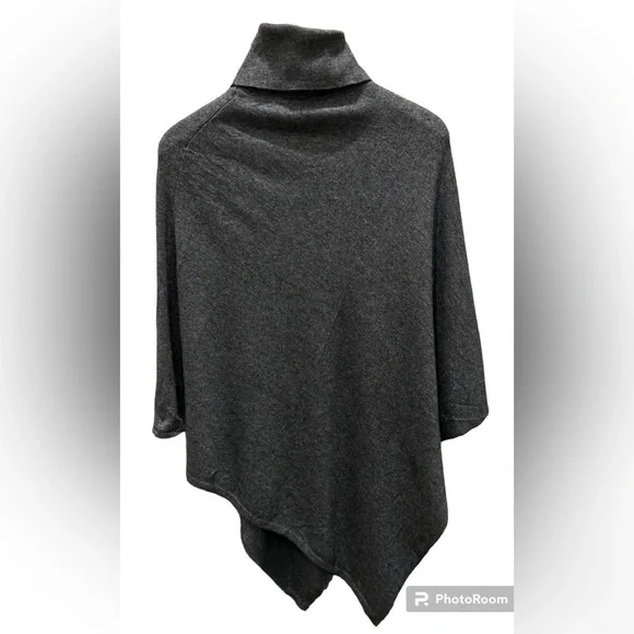 Hand knit NWT Grey Cashmere Poncho Sz M - Picture 3 of 9